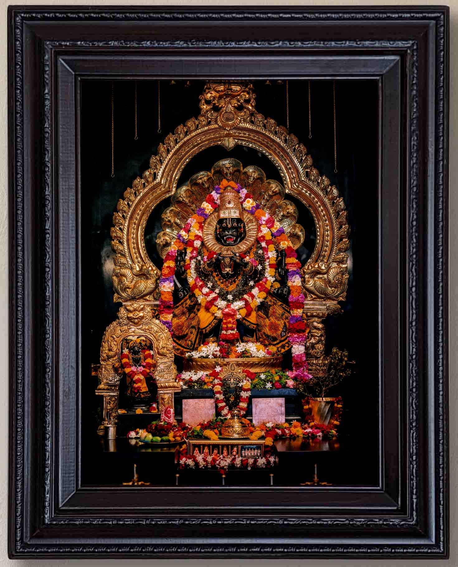 Mayapur Lord Narasimha Dev Painting in Authentic Wood Frame