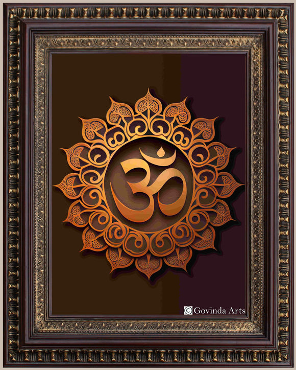 Om Symbol Painting in Authentic Wood Frame