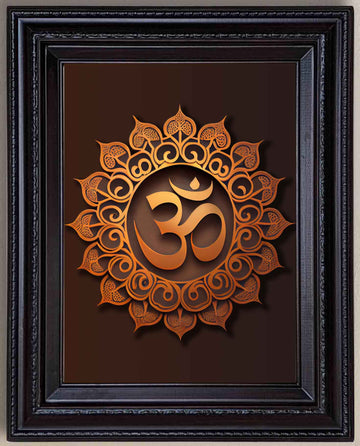 Om Symbol Painting in Authentic Wood Frame