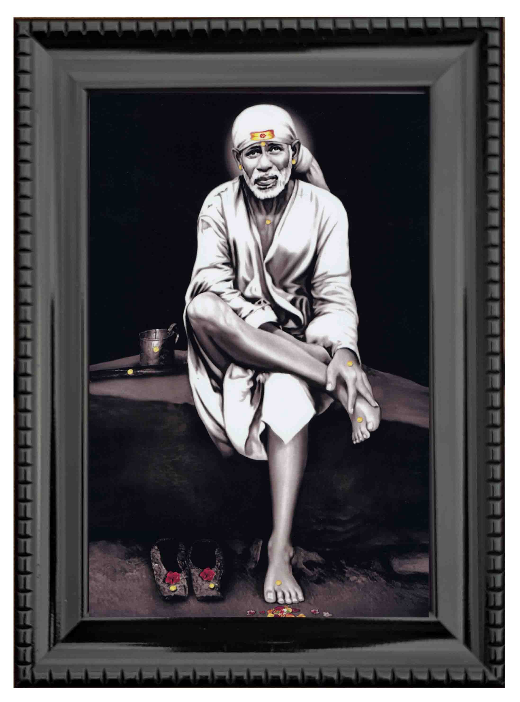 Shiridi Sai Baba Original Painting in Authentic Wood Frame