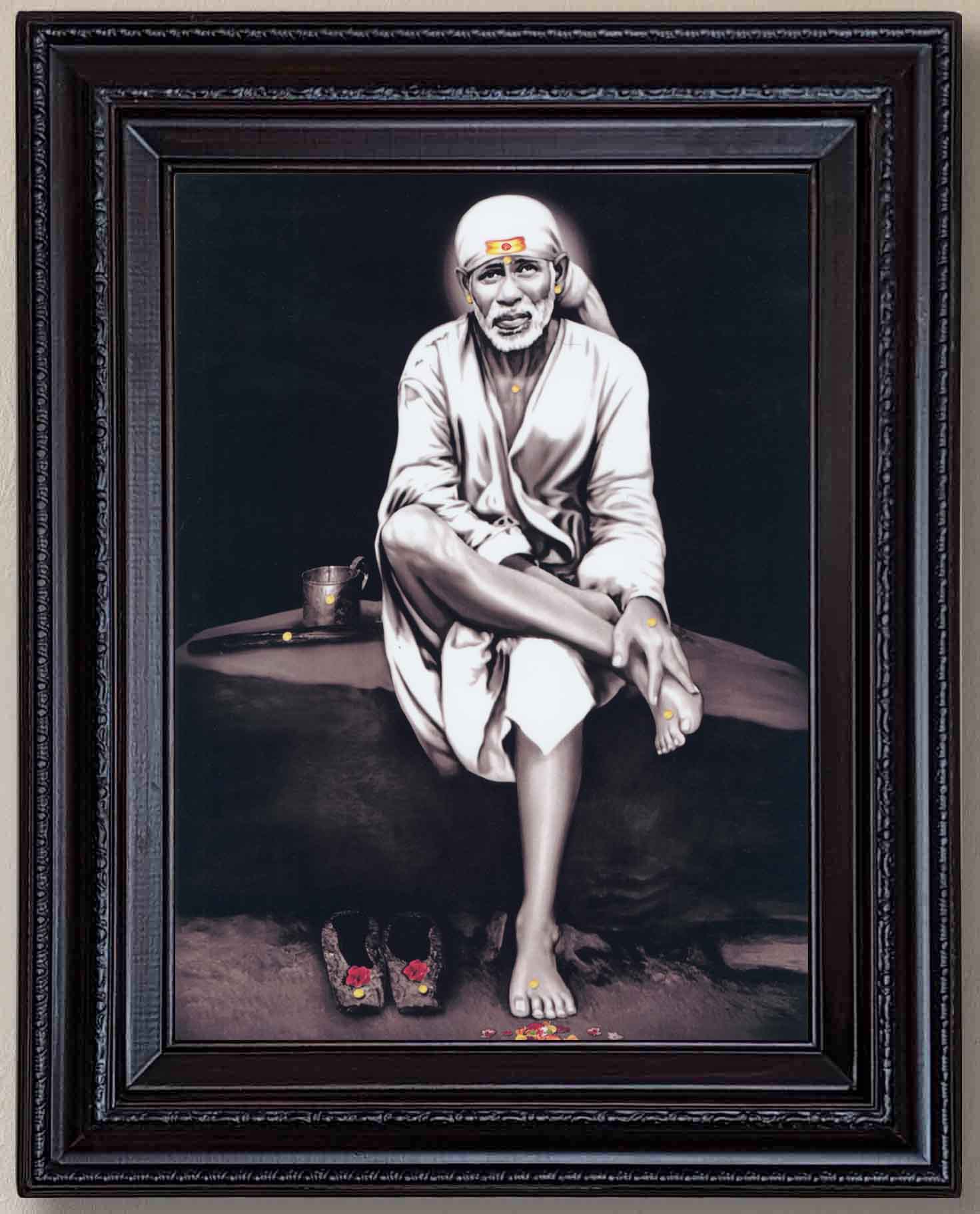 Shiridi Sai Baba Original Painting in Authentic Wood Frame