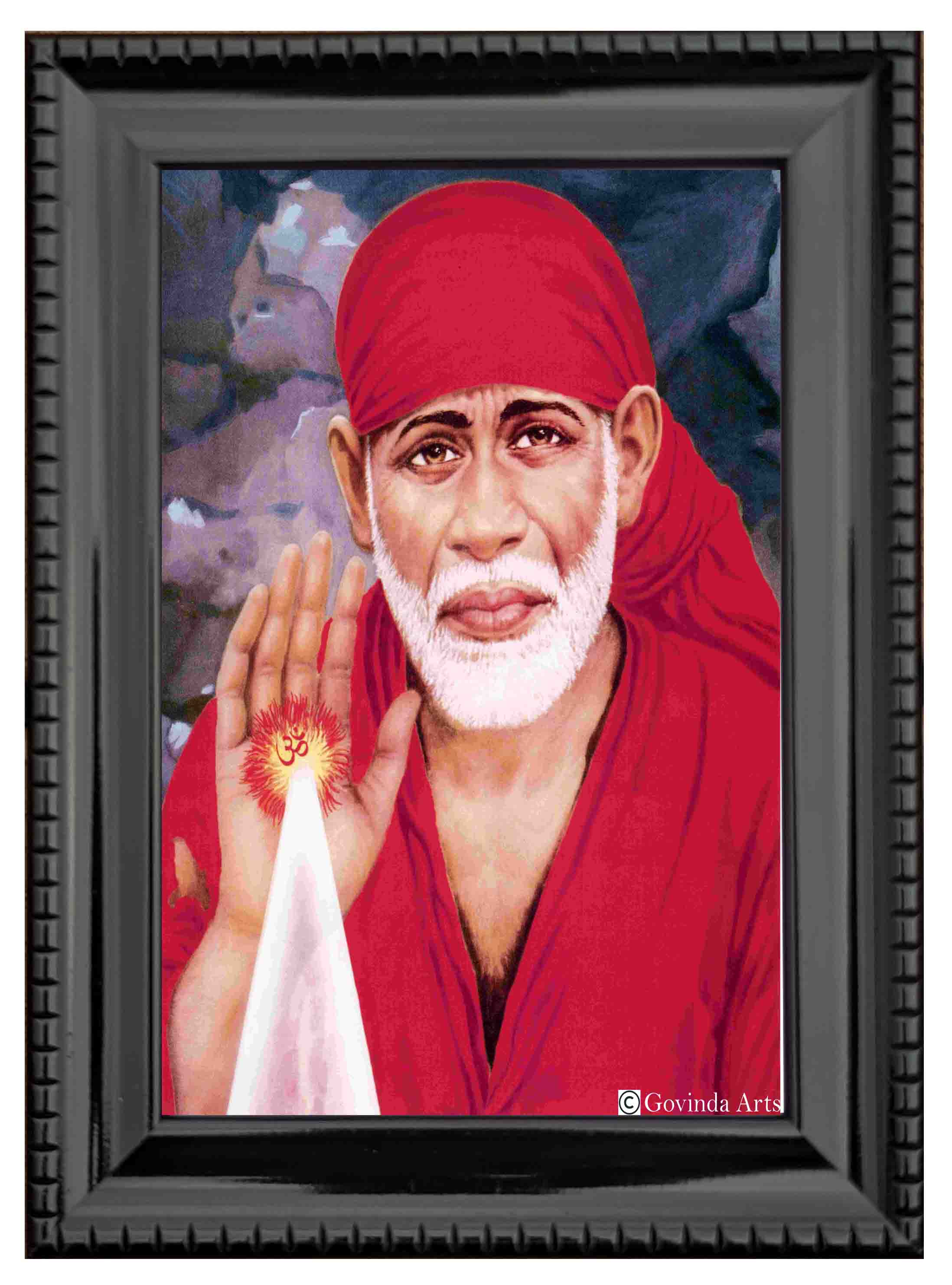 Shiridi Sai Baba Portrait in Authentic Wood Frame