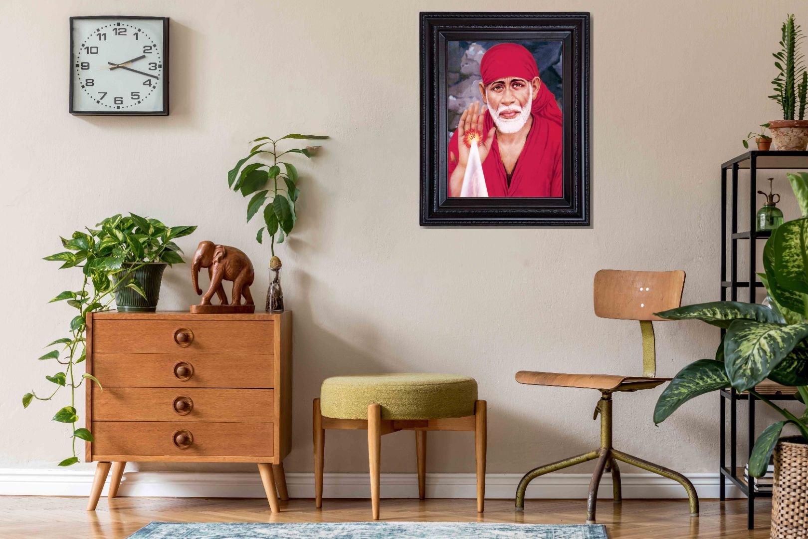 Shiridi Sai Baba Portrait in Authentic Wood Frame