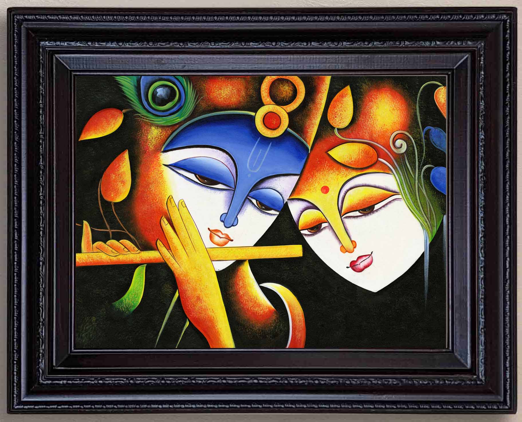 Radha Krishna Colorful Painting in Authentic Wood Frame