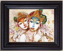 Radha Krishna in Cream Background Painting in Authentic Wood Frame-3