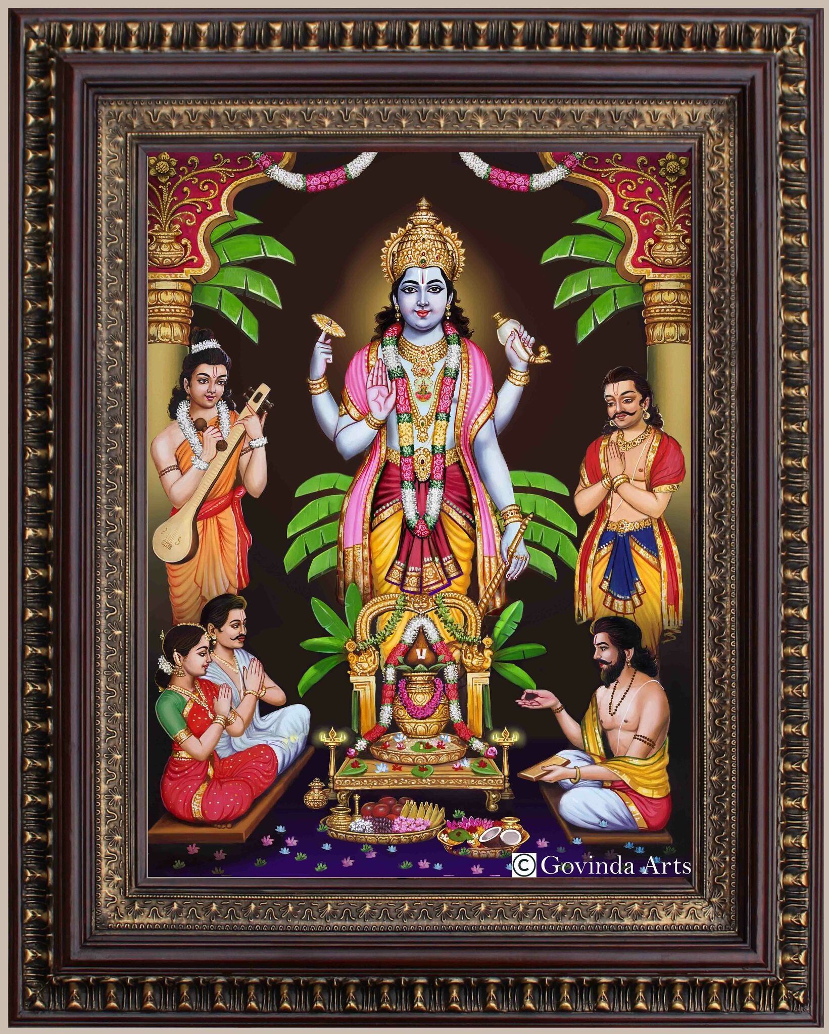 Lord SatyaNarayana Swamy Painting in Authentic Wood Frame