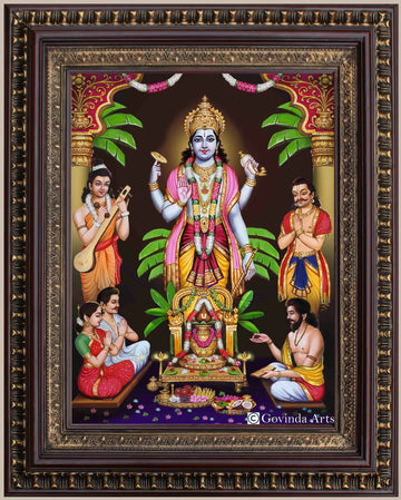 Lord SatyaNarayana Swamy Painting in Authentic Wood Frame