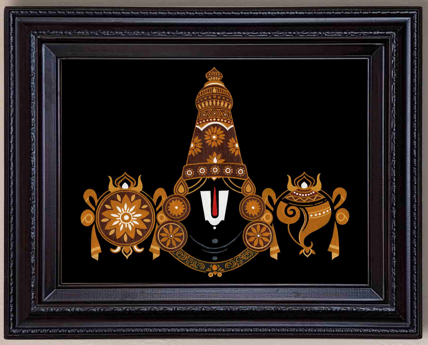 Shanku Chakra Namas Painting in Authentic Wood Frame