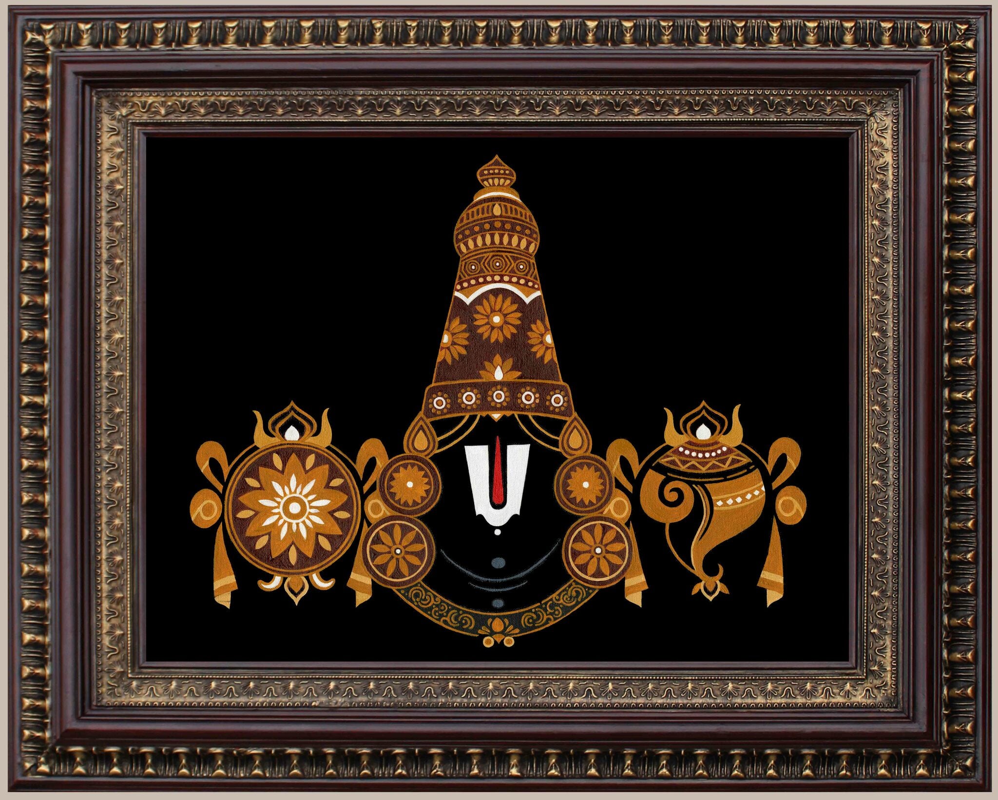 Shanku Chakra Namas Painting in Authentic Wood Frame