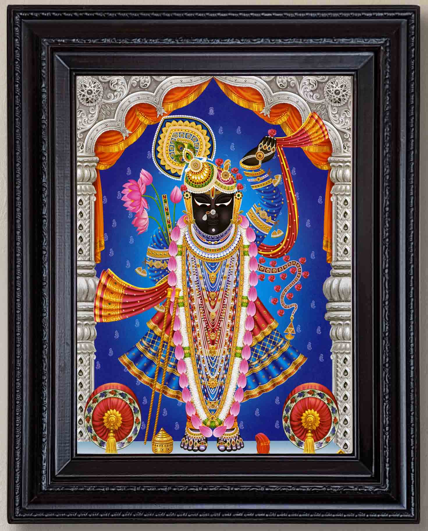 Lord Sreenathji Classic Painting in Authentic Wood Frame