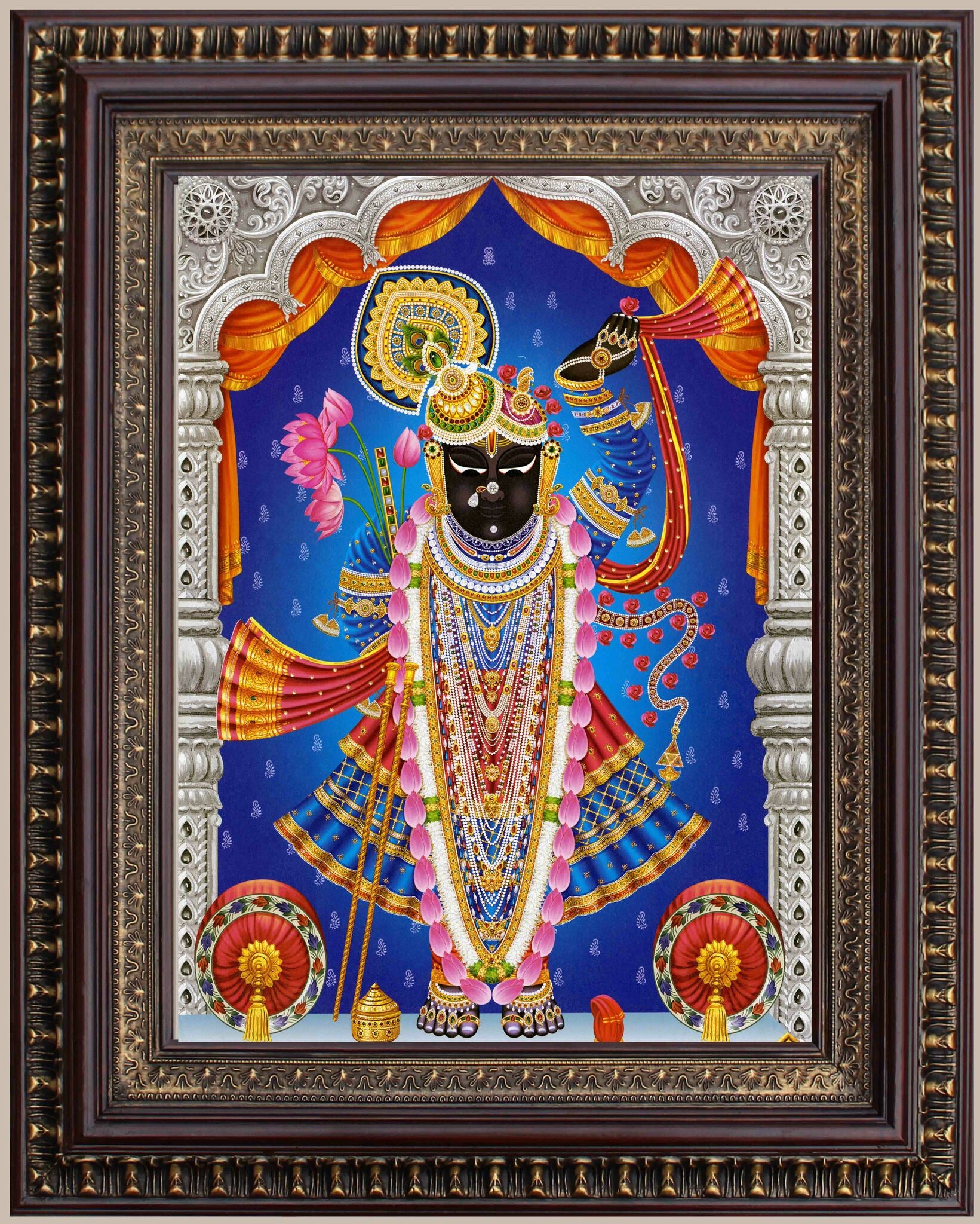 Lord Sreenathji Classic Painting in Authentic Wood Frame