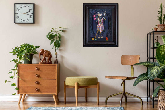 Lord Sreenathji Mangal Darshan Painting in Authentic Wood Frame