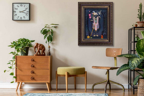 Lord Sreenathji Mangal Darshan Painting in Authentic Wood Frame