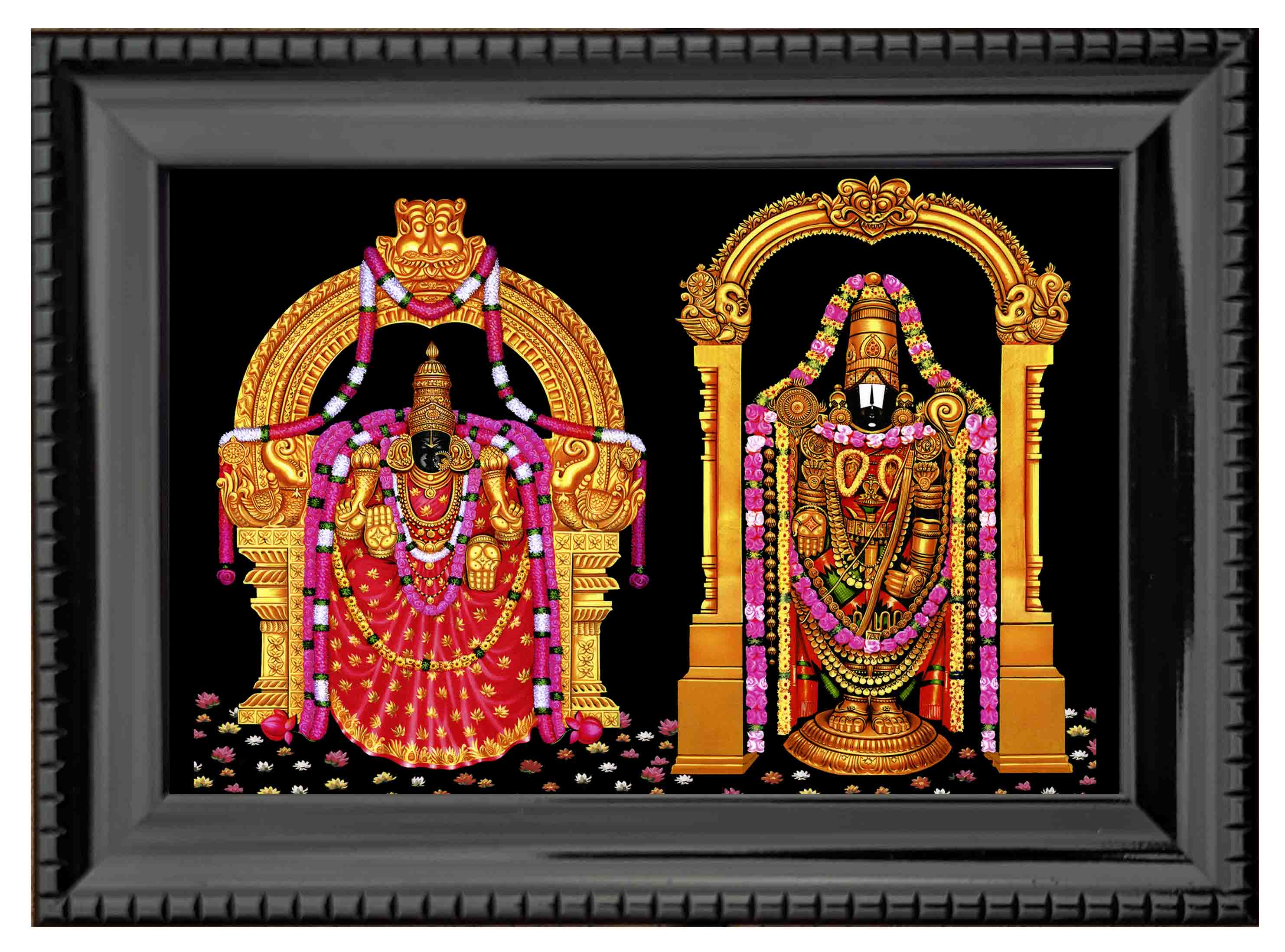 Sri Venkateswara Swamy and Padmavati Painting in Authentic Wood Frame