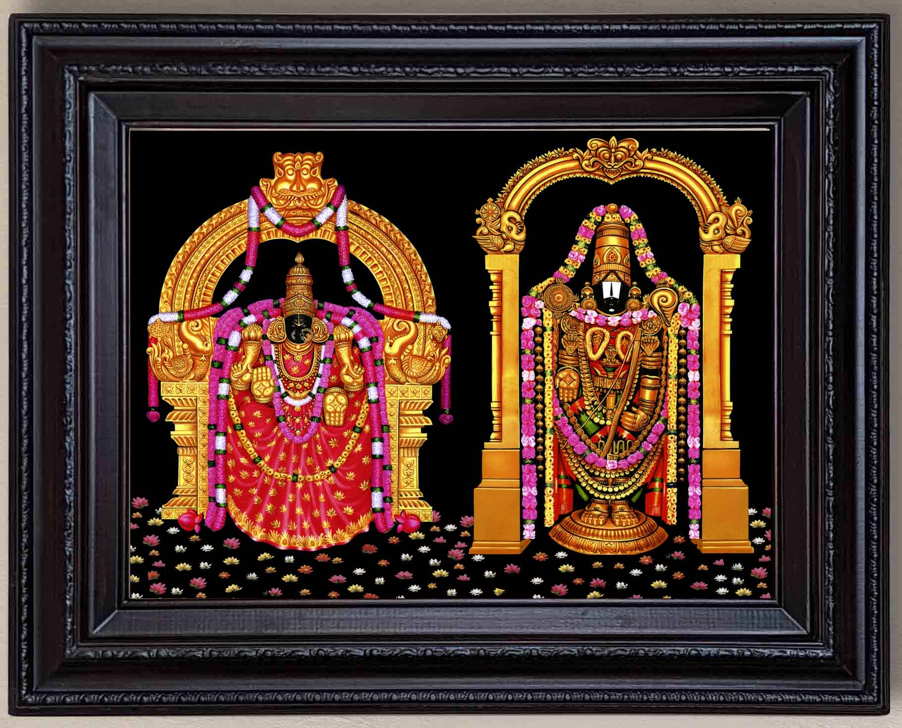 Sri Venkateswara Swamy and Padmavati Painting in Authentic Wood Frame