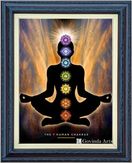 Seven Chakra Pose Painting in Authentic Wood Frame - 0