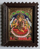 Goddess Lakshmi Devi Tanjore Art in Wood Frame-3