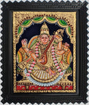 Goddess Saraswati Devi Tanjore Art in Wood Frame-1