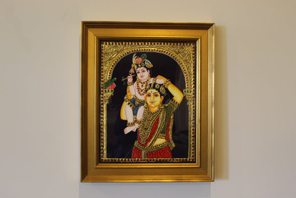Yashoda Krsna (Krsna on mother yashoda shoulder) Tanjore Art in Wood Frame