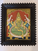 Goddess Lakshmi Devi Antique Style Tanjore Art in Wood Frame-1
