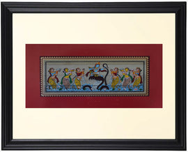 Lord Krsna dancing on Kaliya Snake Pasttime Painting on Palm leaf