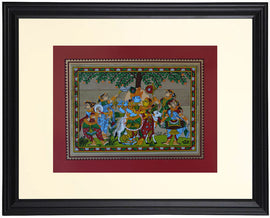 Radha Krsna with Sakhi's Painting on Palm leaf