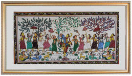 Radha Krsna Half and Half Hand Painting in Patachitra Style
