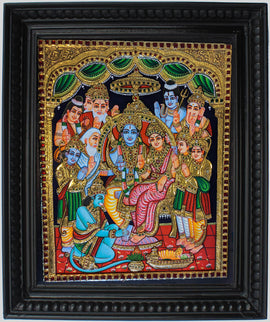 Sita Rama Patabhishekam Tanjore Art in Wood Frame - 0
