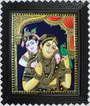 Yashoda Krsna (Krsna leaning onto mother yashoda) Tanjore Art in Wood Frame-2
