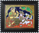 Yashoda Krsna (Krsna with Mother Yashoda churning butter) Tanjore Art in Wood Frame-1