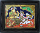 Yashoda Krsna (Krsna with Mother Yashoda churning butter) Tanjore Art in Wood Frame-2